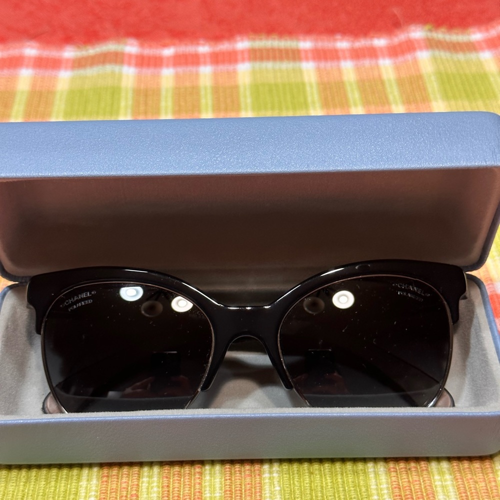 Chanel Denim Quilted Sunglasses Black